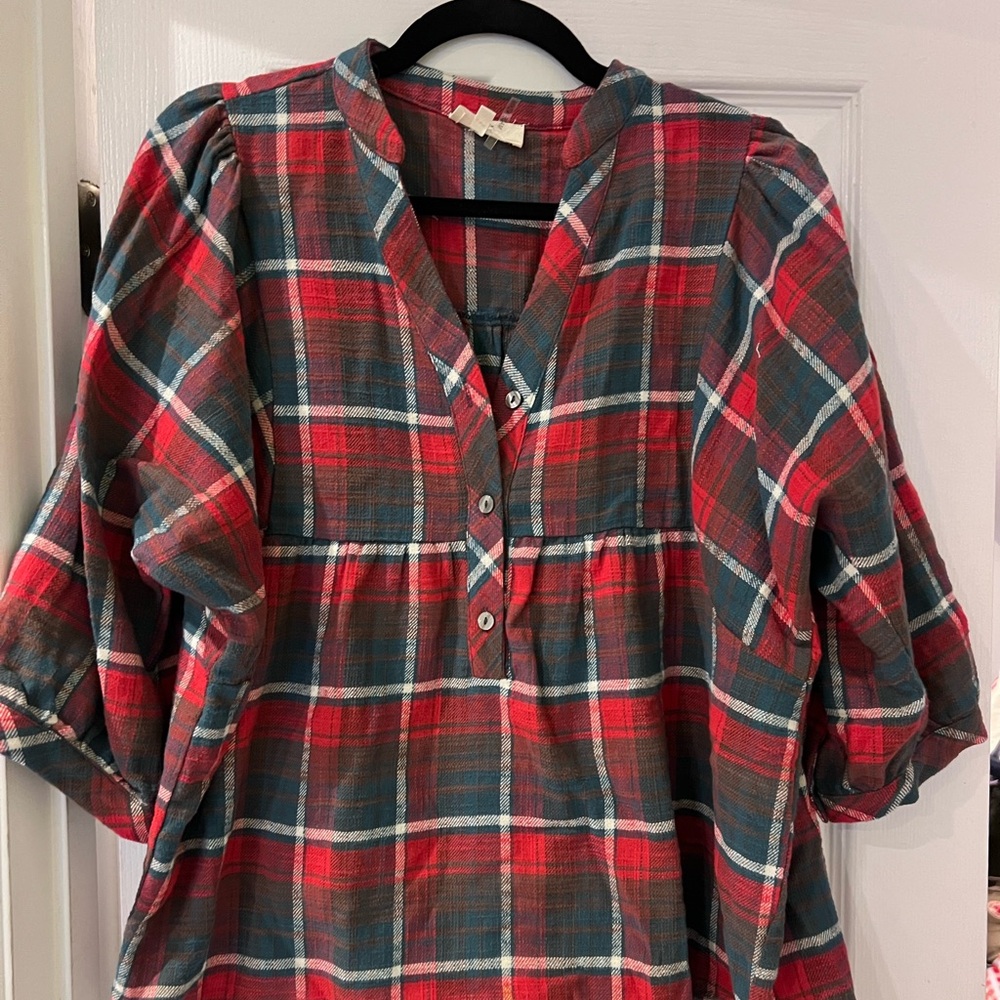 Entro Red and Blue Plaid Shirt